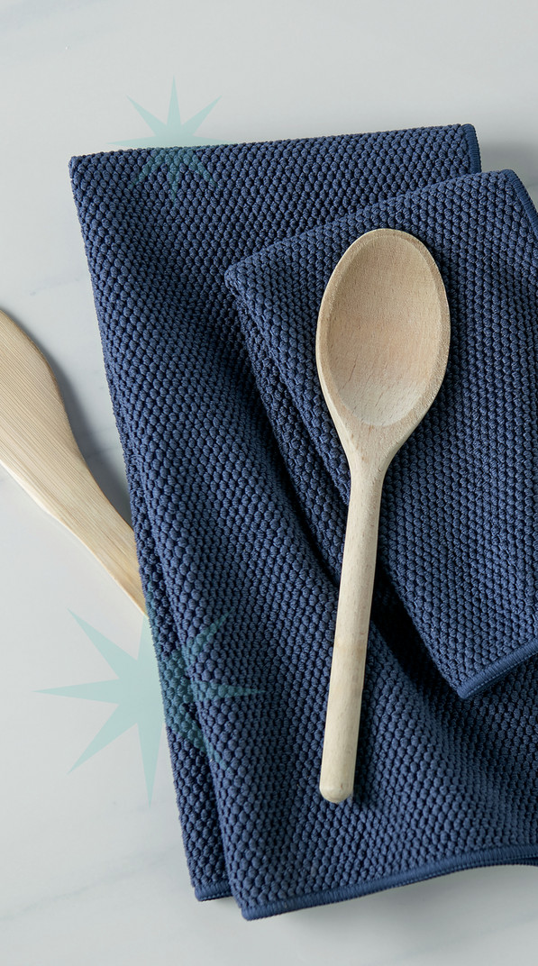 Lot De 6 Torchons Ritz 100% Coton éponge - 30,5x30,5 Cm, Très Absorbants - Bleu Fédéral (motifs Assortis)